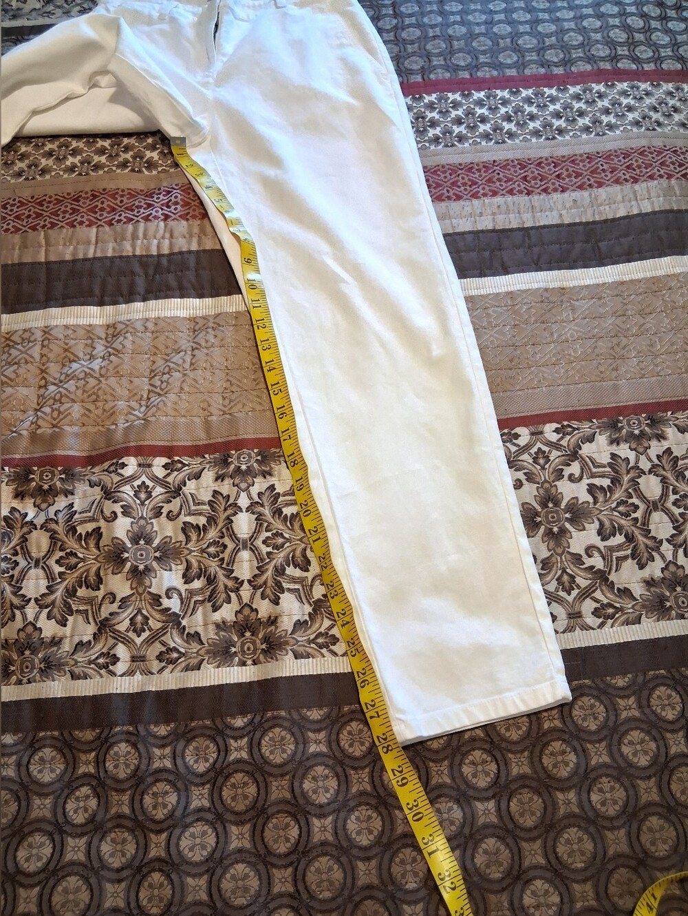 Eileen Fisher White Organic Cotton Blend Pant Classic Tapered High Rise Sz4 - Picture 9 of 16